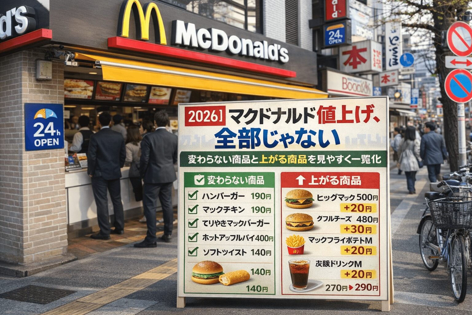 日本マクドナルドが2025年３月に値上げを発表